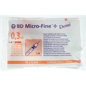 Bd Microfine+ Ser.ins.demi 0,3ml 30g 8mm 10 324826