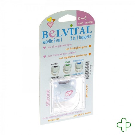 Belvital Fopspeen Silic + Temperatuurtester 0- 6M Belvital Fopspeen Silic + Temperatuurtester 0- 6M