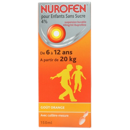 Nurofen Kind Sinaas 4% Suspensie Suikervrij 150 ml Nurofen Kind Sinaas 4% Suspensie Suikervrij 150 ml