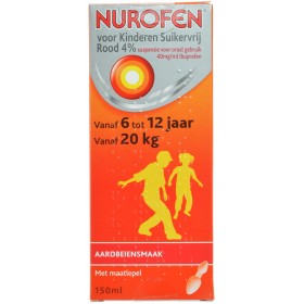 Nurofen Kind Suikervrij Rood 4% Suspensie Or Gebr 150ml