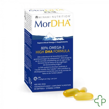 Mor DHA Citroensmaak Capsules 60X500mg Mor DHA Citroensmaak Capsules 60X500mg