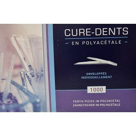 Cure-dents classique Sanex enveloppés Forme type plume d'oie. Enveloppés  individuellement avec du papier dit  à cigarette .