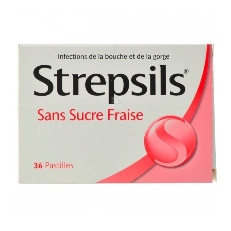 Strepsils Sans Sucre Fraise Pastilles a Sucer 36 - Acheter en ligne