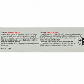 Strepsils Sans Sucre Fraise Pastilles a Sucer 36 - Acheter en ligne