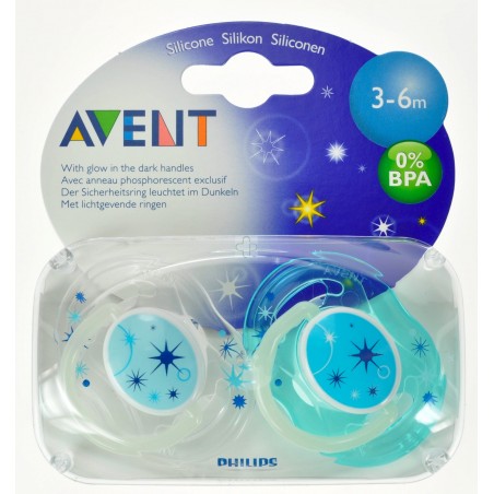 Avent Sucette Silicone Nuit +3m 2 - Acheter en ligne Avent Sucette Silicone Nuit +3m 2 - Acheter en ligne